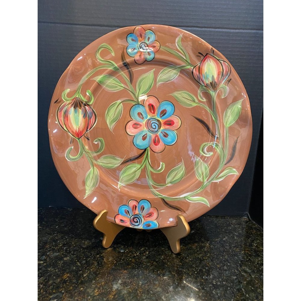 Gail Pittman for Southern Living Home Bountiful Brown Floral Ruffled Platter
